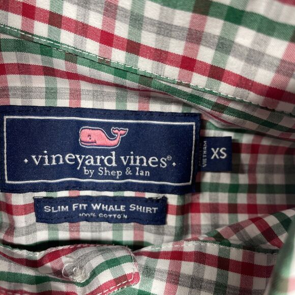 Vineyard Vines Button Down Shirt Mens Extra Small Slim Fit Christmas Whale - Picture 3 of 11